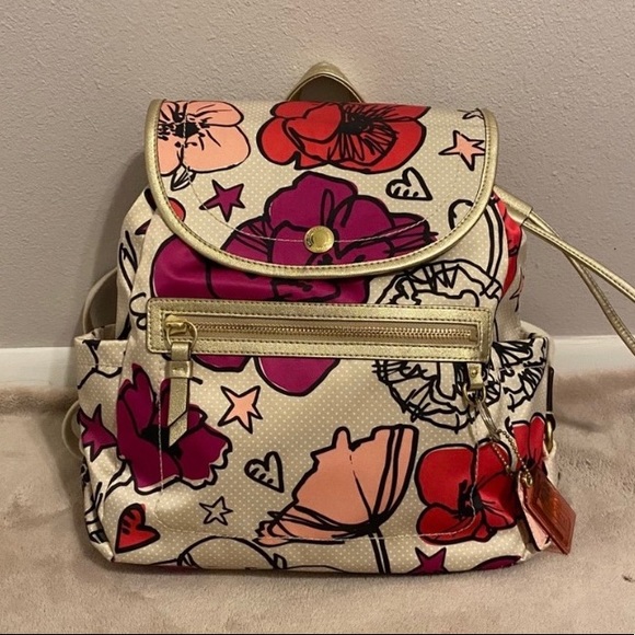 Coach Signature Daisy Kyra Satin Flower Print Backpack Bag 19284 Multicolor. - Picture 5 of 8
